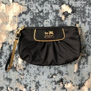 Satin coach wristlet